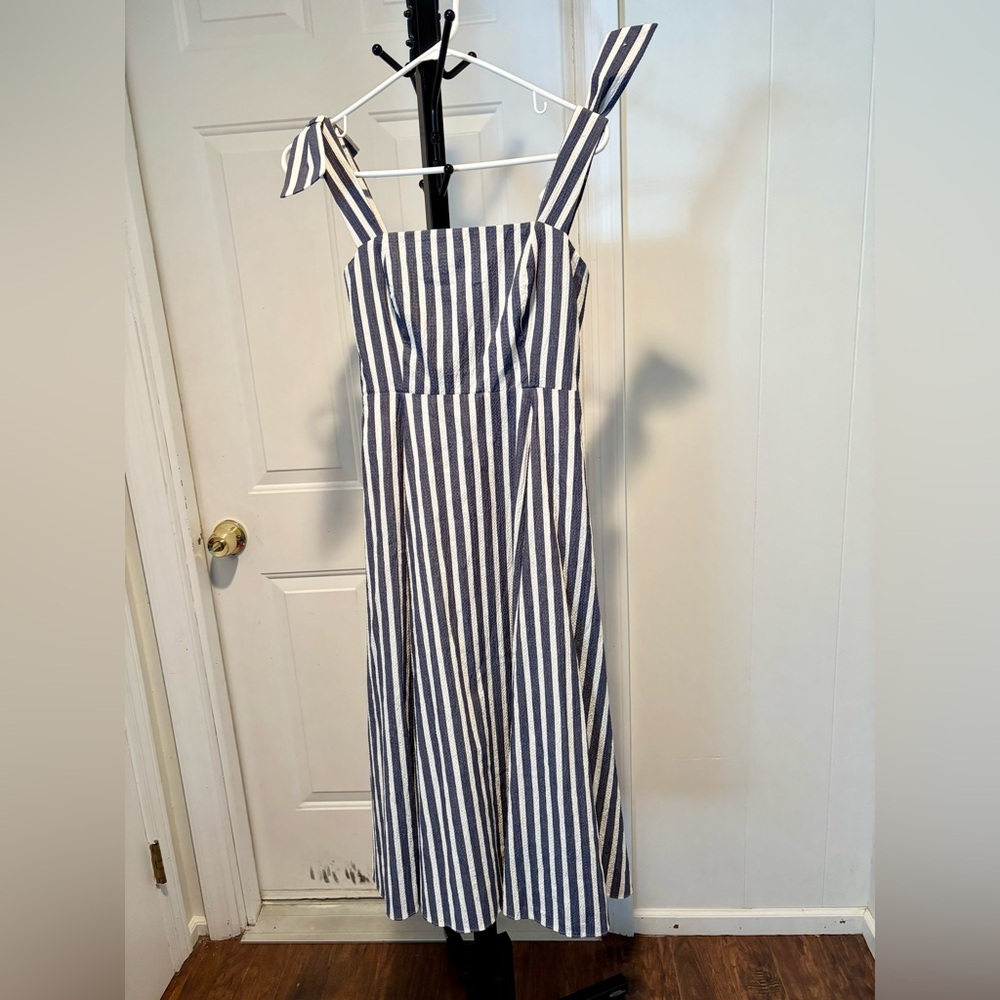 KATE SPADE Striped Sleeveless Maxi Dress.